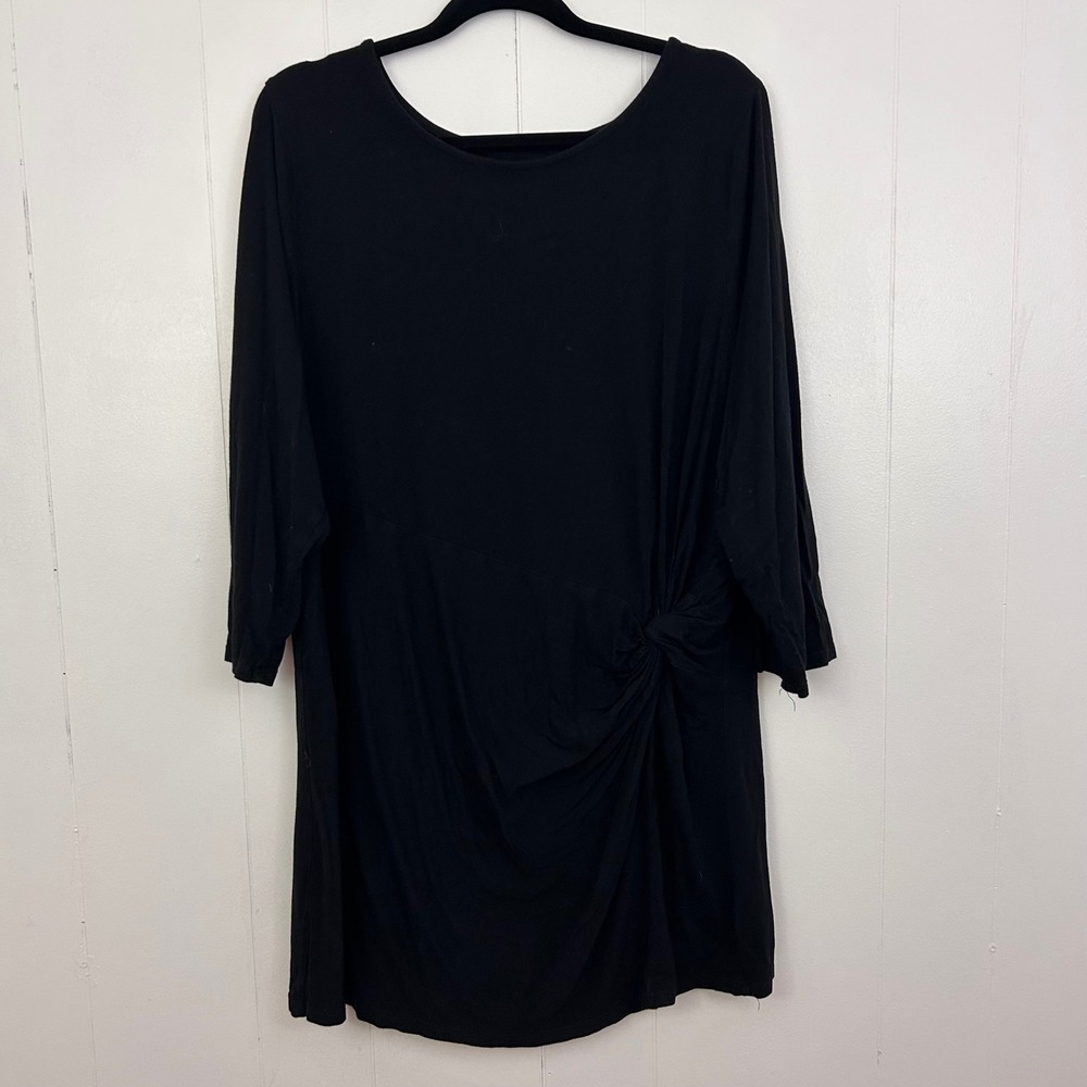 Torrid Super Soft Knits Black Side Knot 3/4 Sleeve Mini Dress Size 3‎ Plus